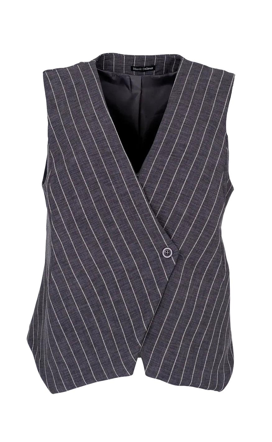 Black Colour Vest Chicago Grey Stripe