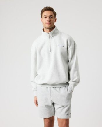Borg Oversized Half-zip  Ultra Light Grey Melange
