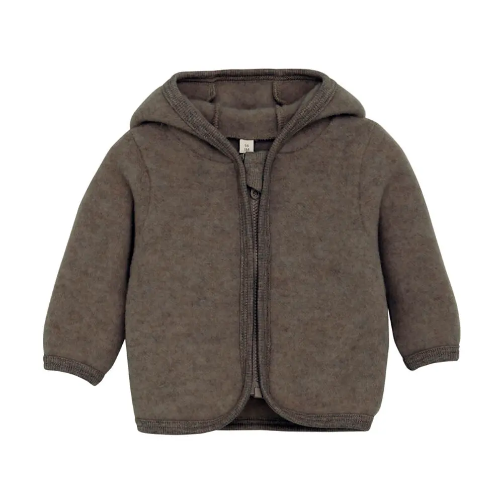 Cardigan ører Uld Fleece Brown Melange 68
