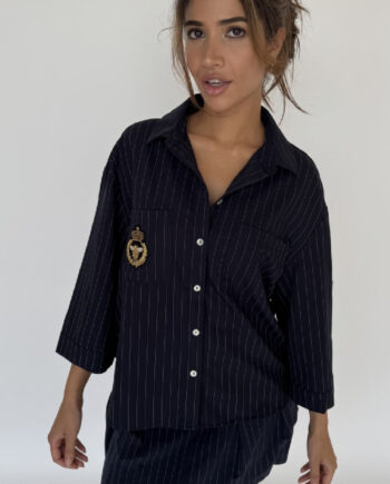Continue Bluse Mili Pinstripe Navy Blue Stripe