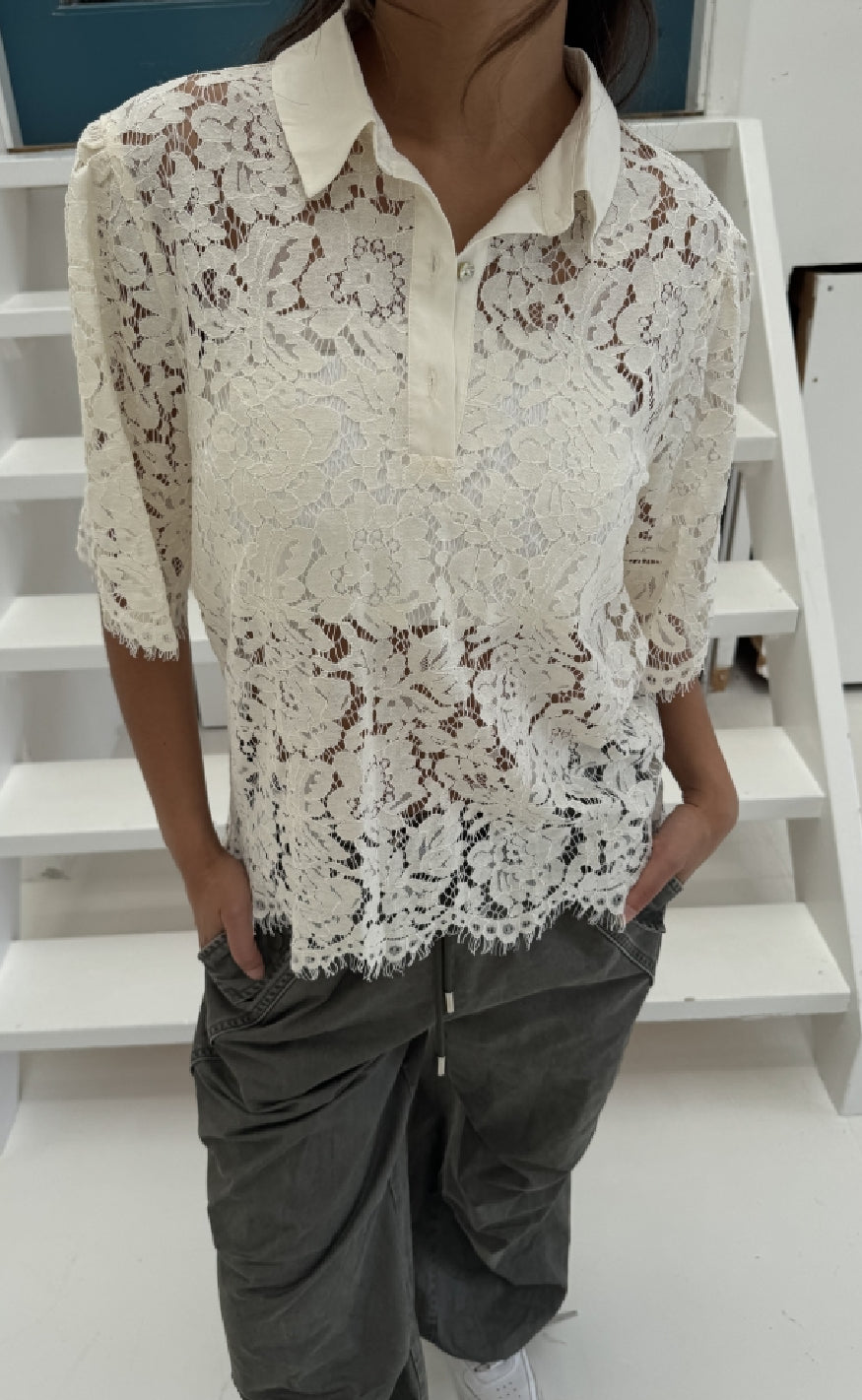 Continue Bluse Paloma Lace Off White