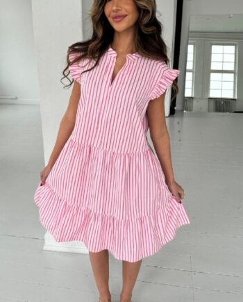 Continue Kjole Bea Small Pink Stripe