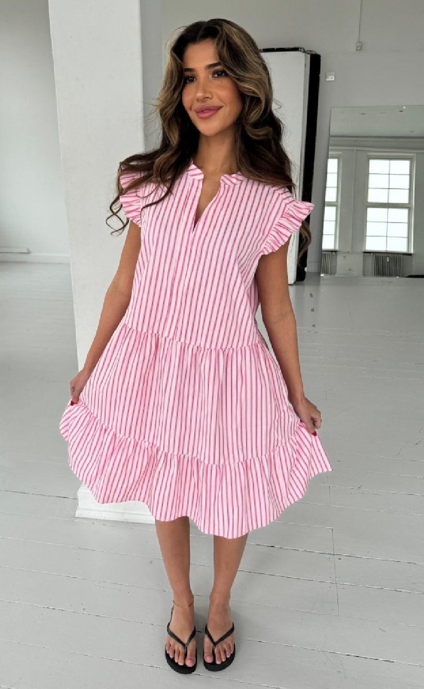 Continue Kjole Bea Small Pink Stripe