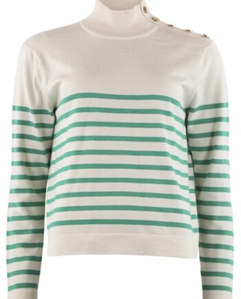 Continue Strikbluse Sissa Off White With Green Stripes