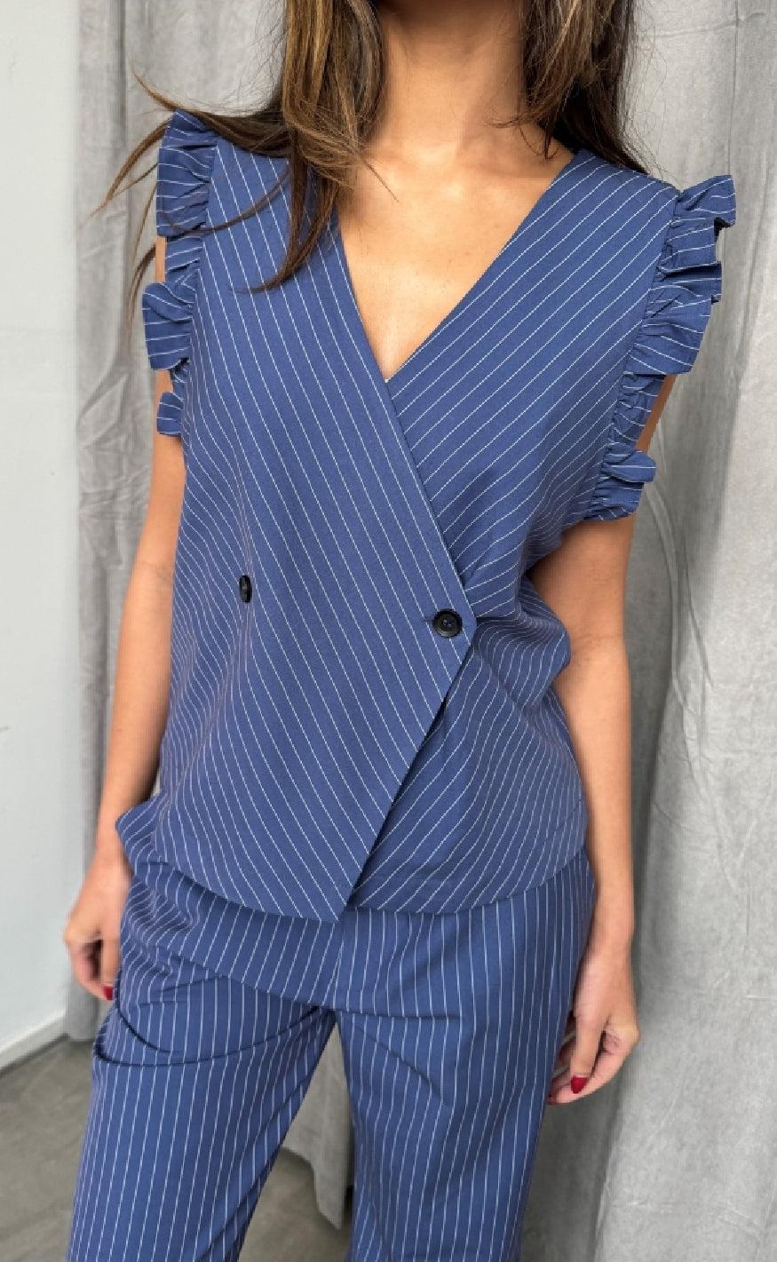 Continue Vest Lydia Blue Stripe