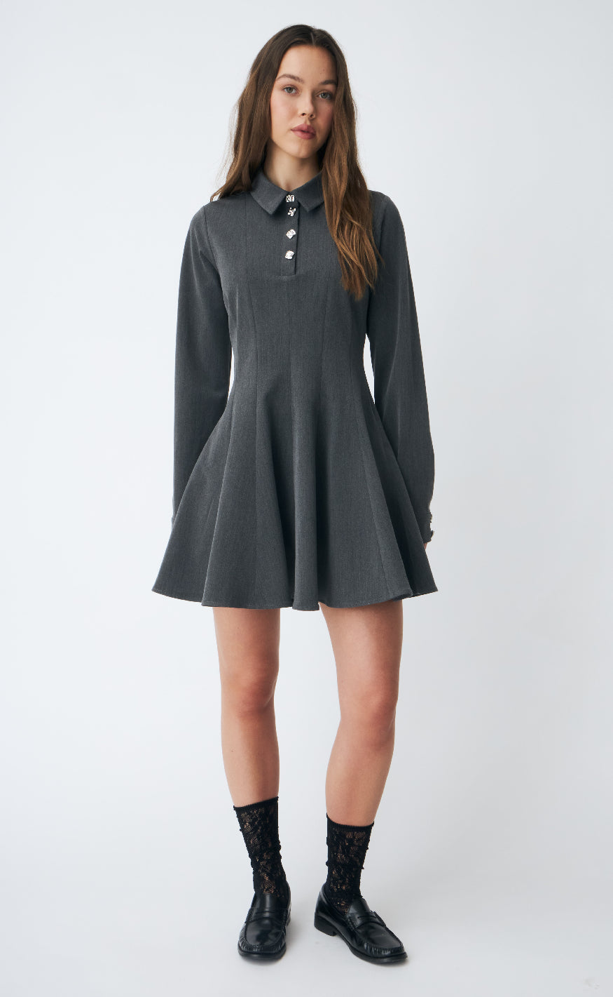 Cras Kjole Polo Grey Melange