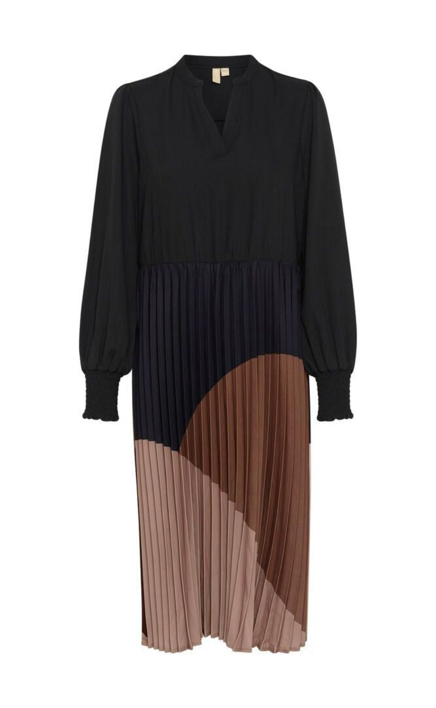 Culture Kjole Mab Betty Colorblock Black Raindrum Timberwolf