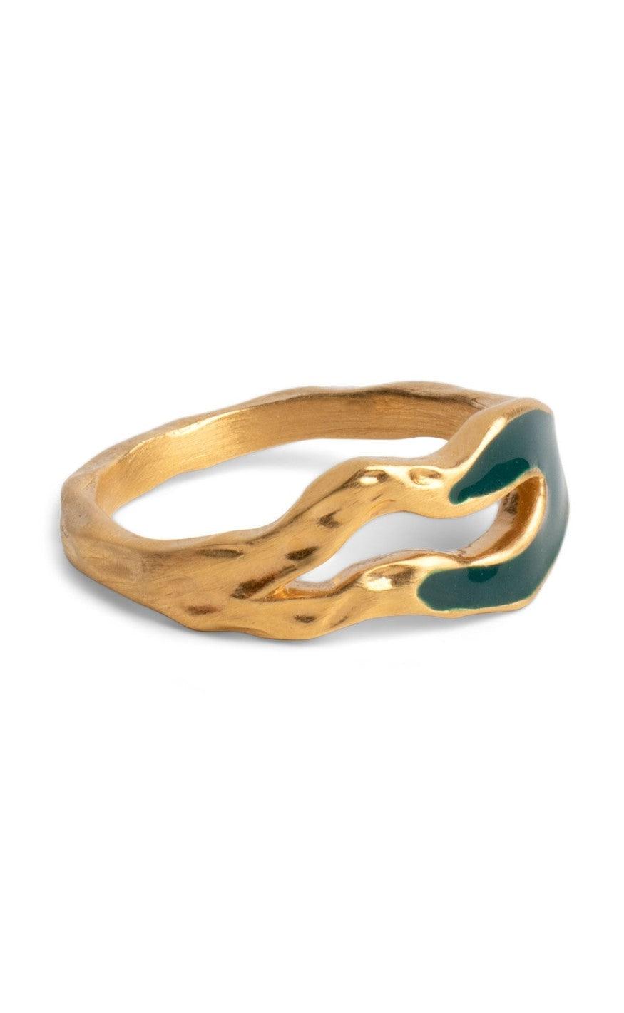 Enamel Copenhagen Ring Nora Petrol Green