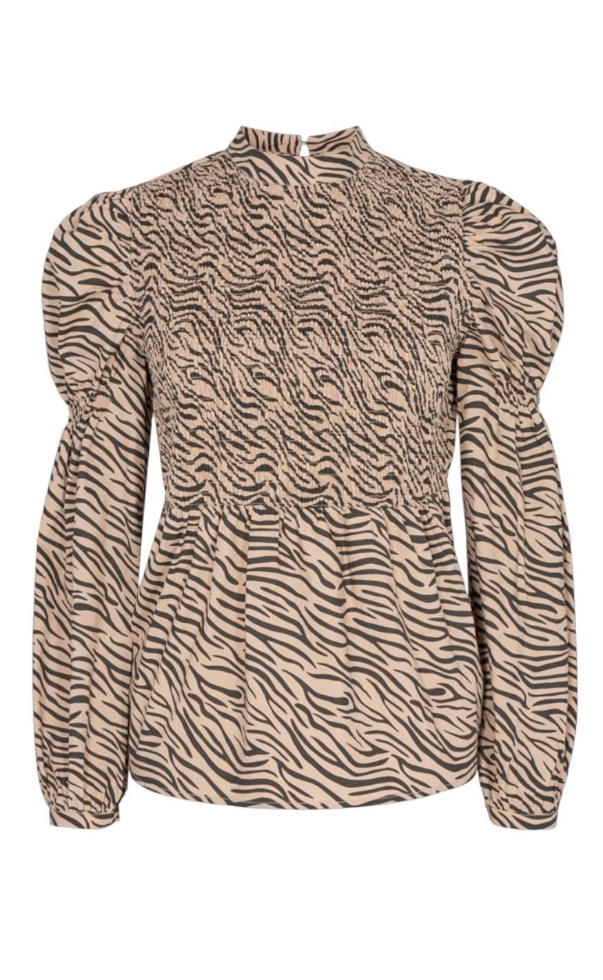Freequent Bluse Kaisa Oxford Tan Zebra