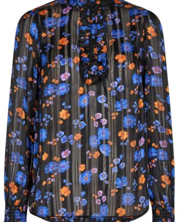 Freequent Bluse Paulin Black With Amparo Blue