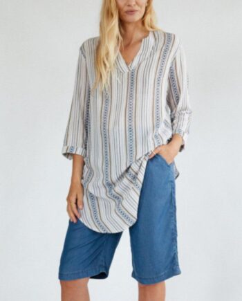 Freequent Kjole Bea Shirt Stripe Brilliant White Mix