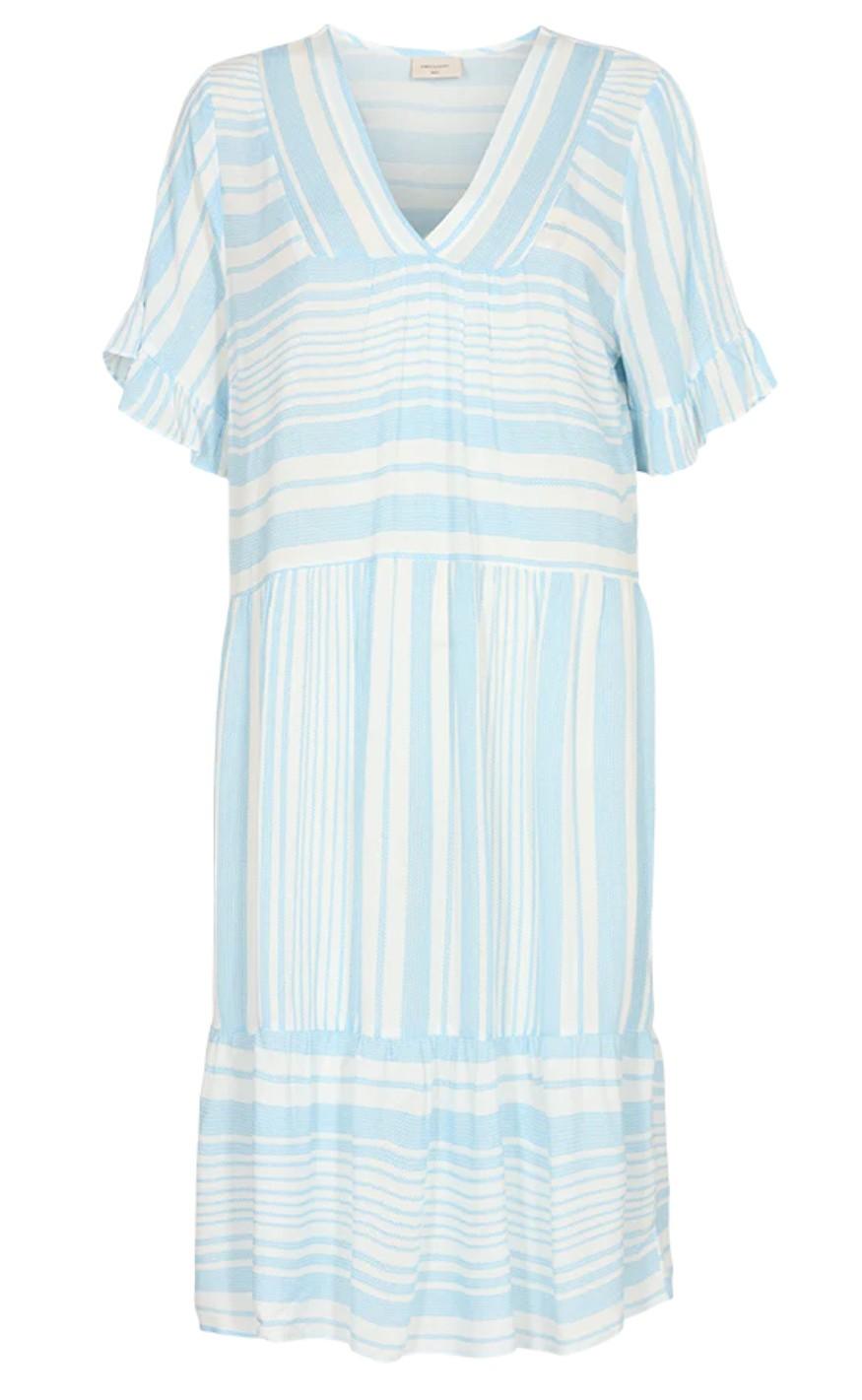 Freequent Kjole Dea Flounce Short Chambray Blue Mix