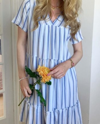 Freequent Kjole Dea Stripe Blue Chambray