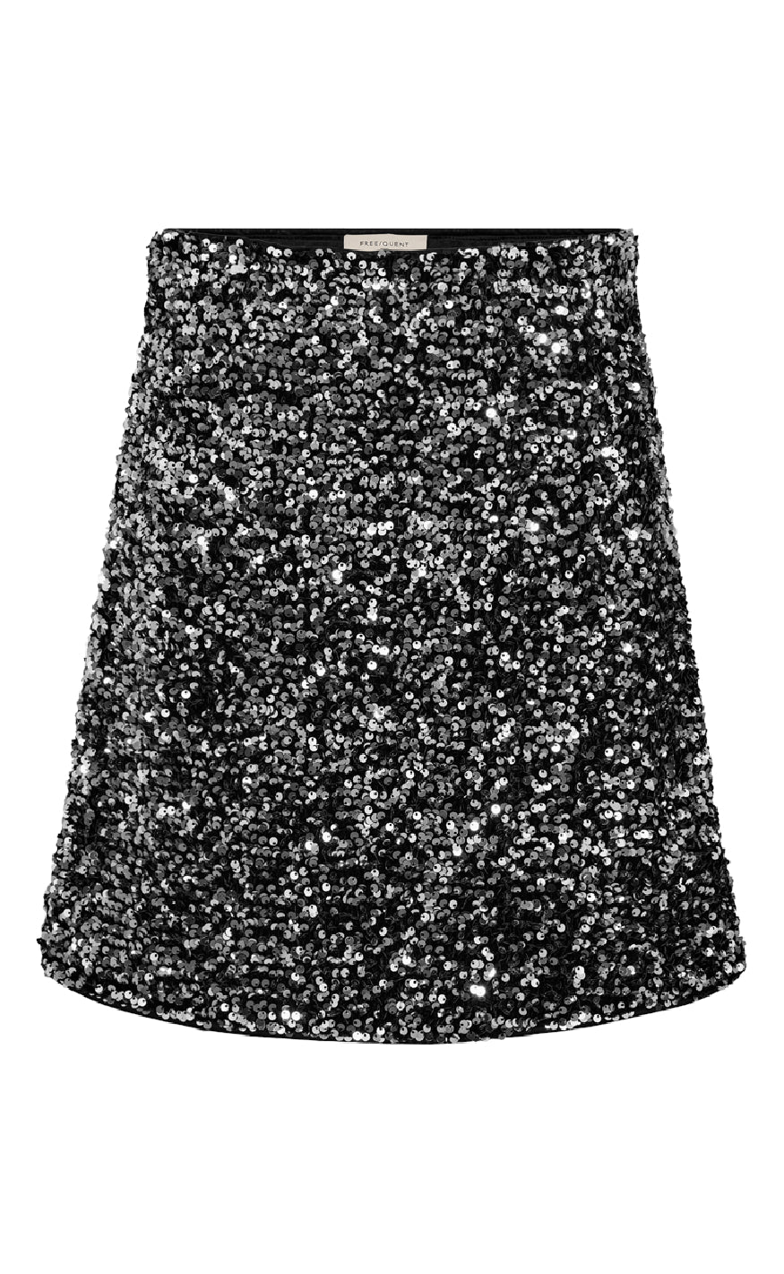 Freequent Nederdel Lune Black Silver