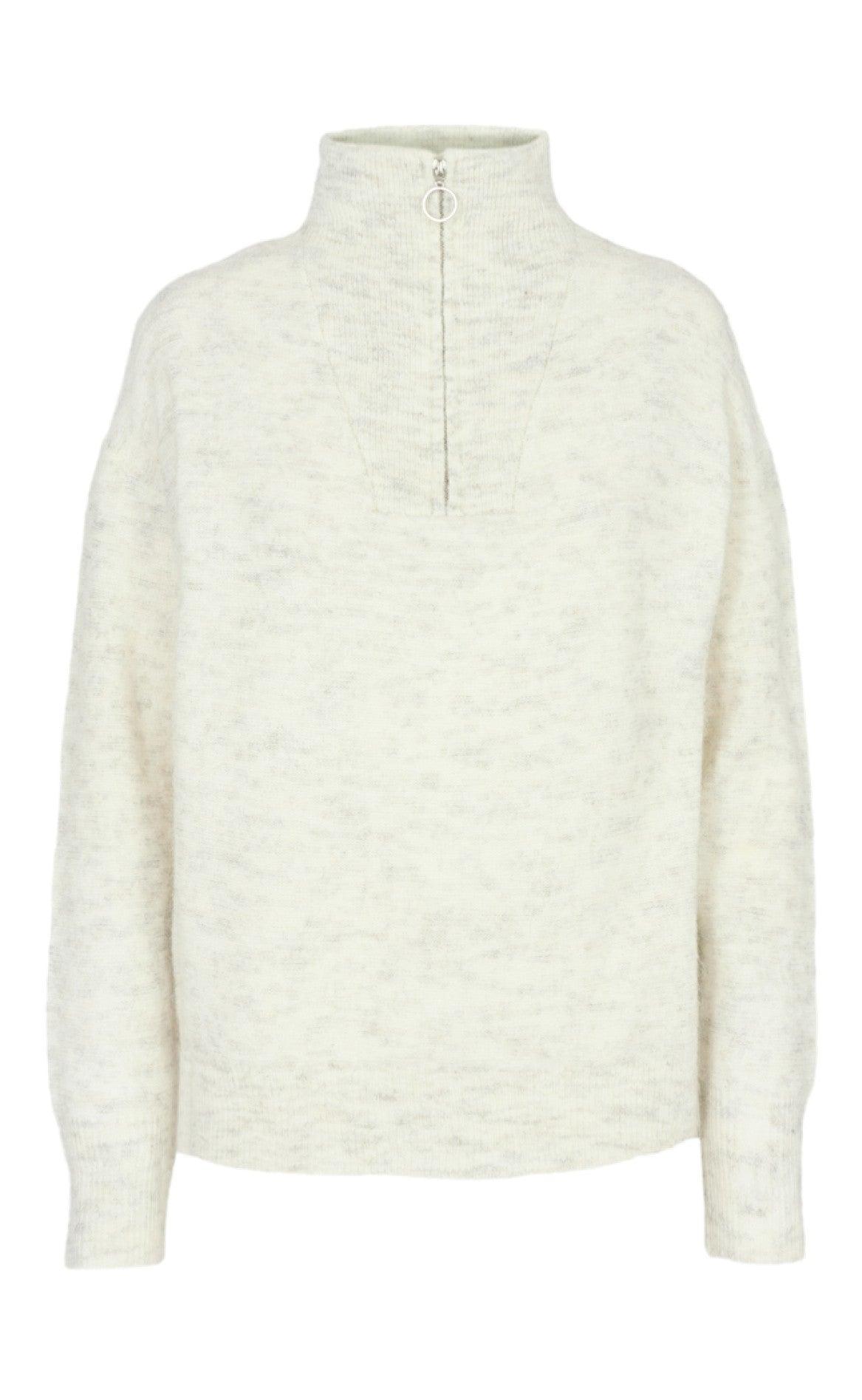 Freequent Pullover Moto Zip Offwhite