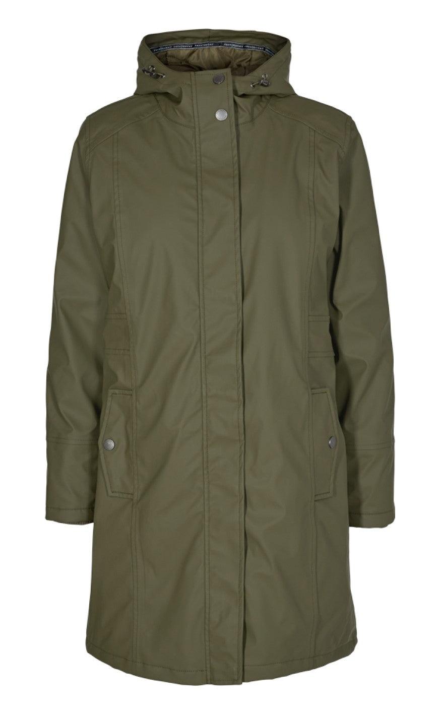 Freequent Regnjakke Waist Olive Night