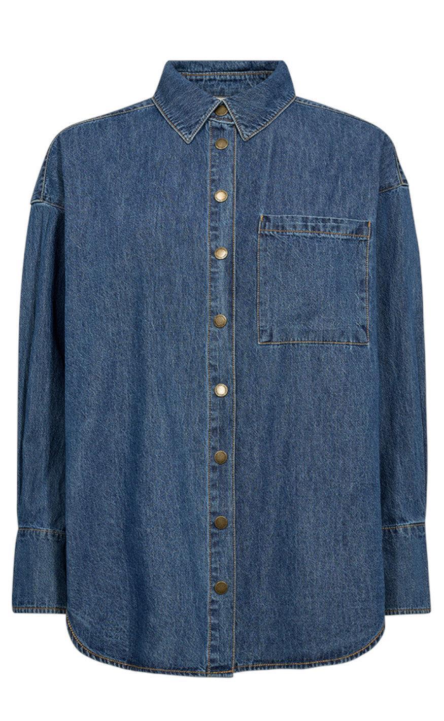 Freequent Skjorte Lisea Medium Blue Denim