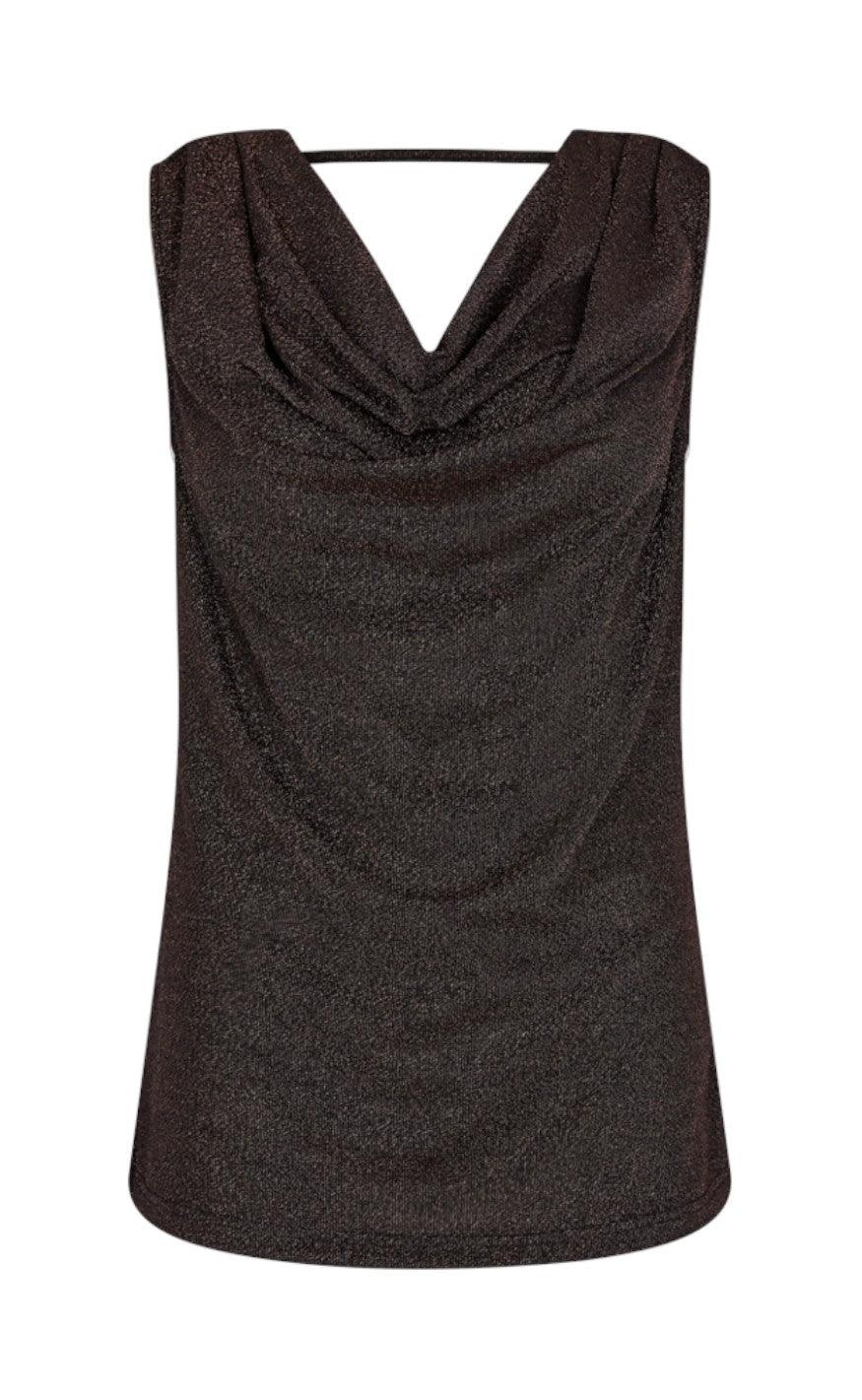 Freequent Top Glit Black With Cappuccino