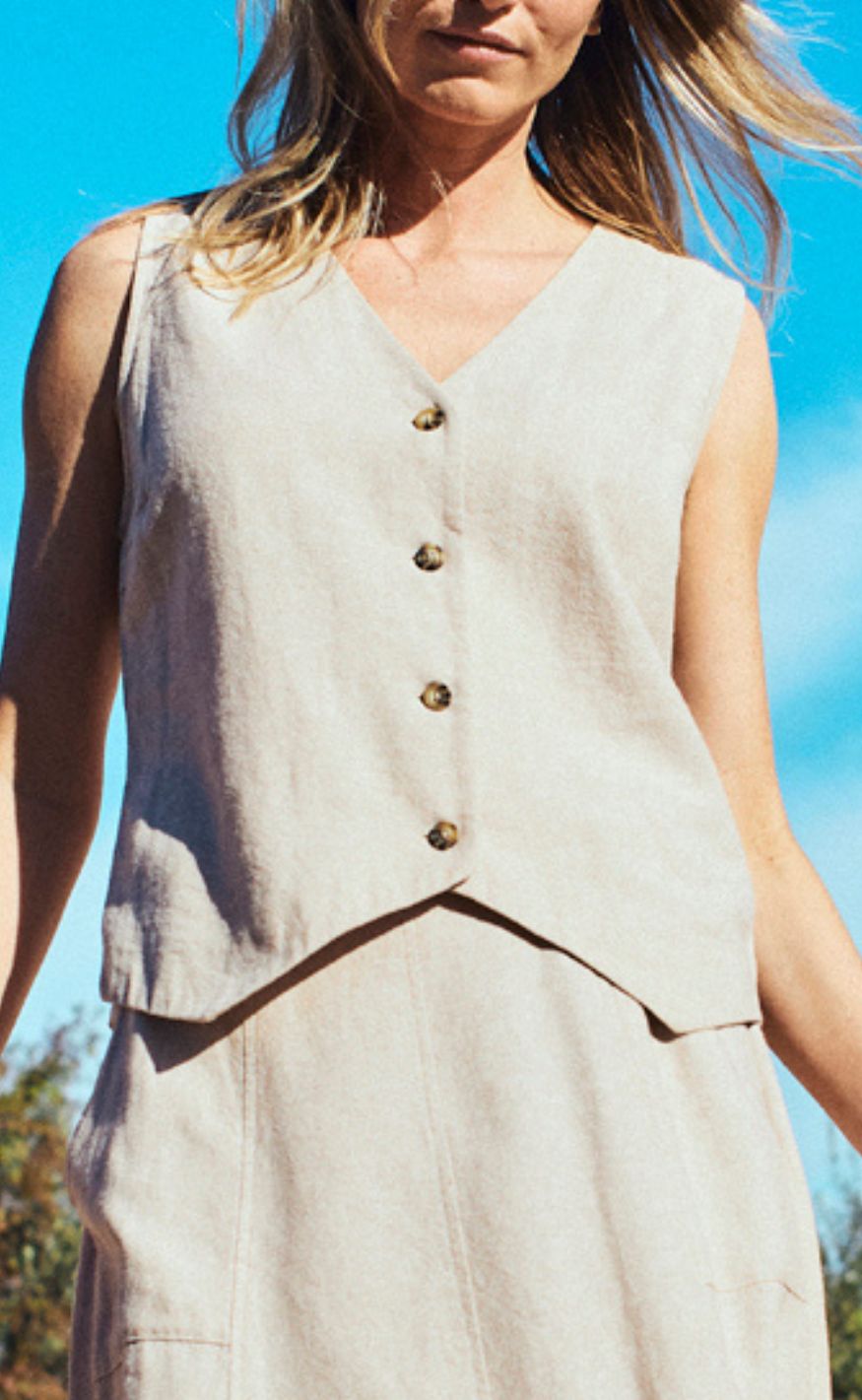 Freequent Vest Lava Sand Melange