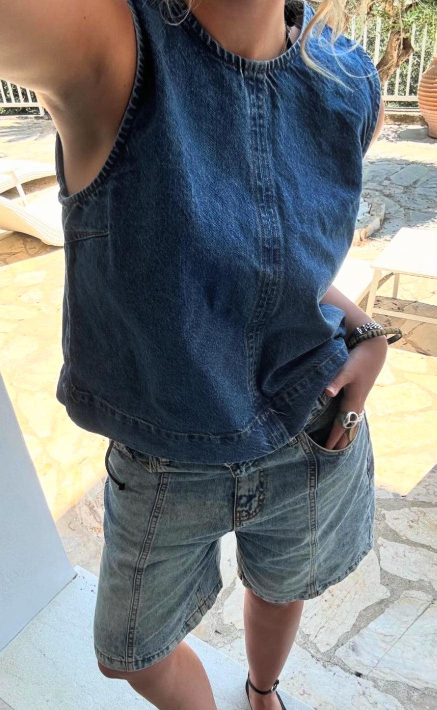 Global Funk Top Rihne- Vintage Blue Wash