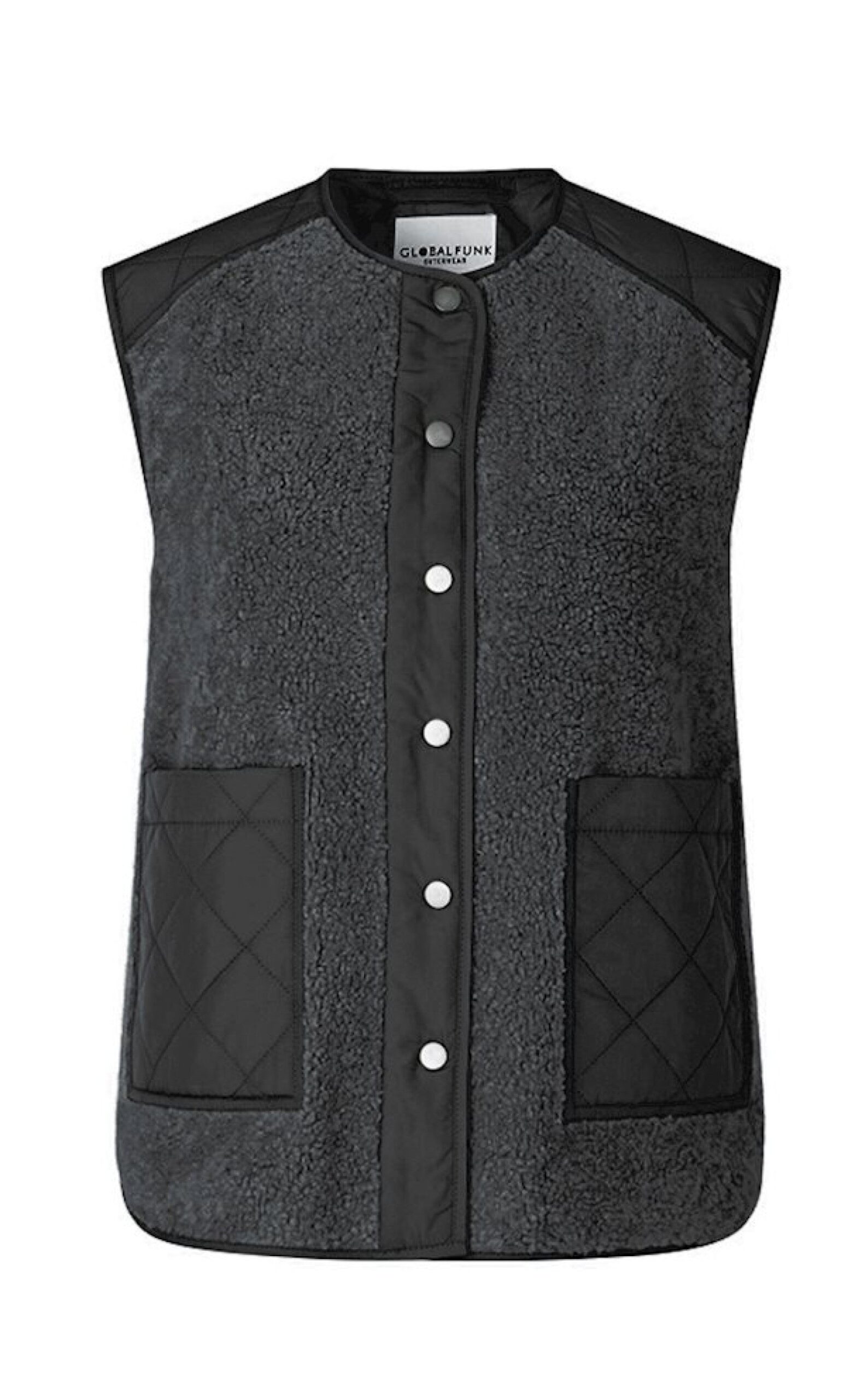Global Funk Vest Vinson Teddy Grey Black Mix