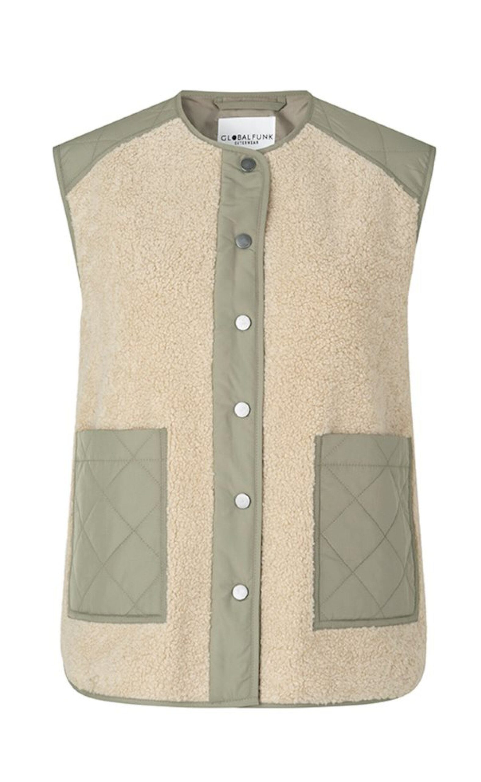 Global Funk Vest Vinson Teddy Khaki Sugar Mix