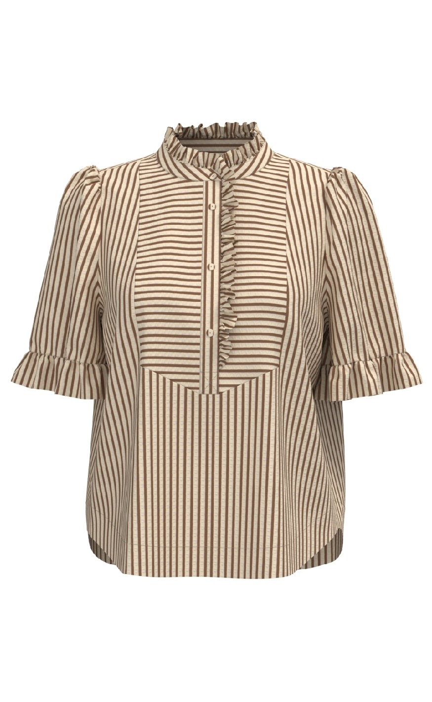 Gossia Skjorte Benedicte Creme Brown Stripes