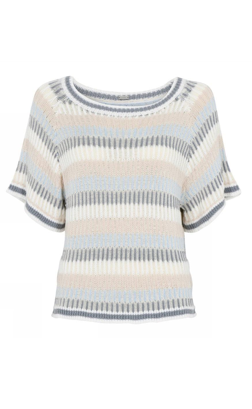 Gustav Bluse Helmi Striped Knit Cape Blue Pearl