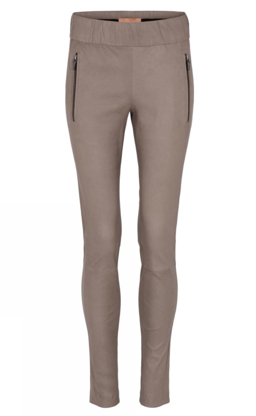 Gustav Bukser Dara Slim Fit Stretch Leather Bark