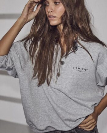 Haute   39 Amitié Trøje Polo Logo Grey Melange