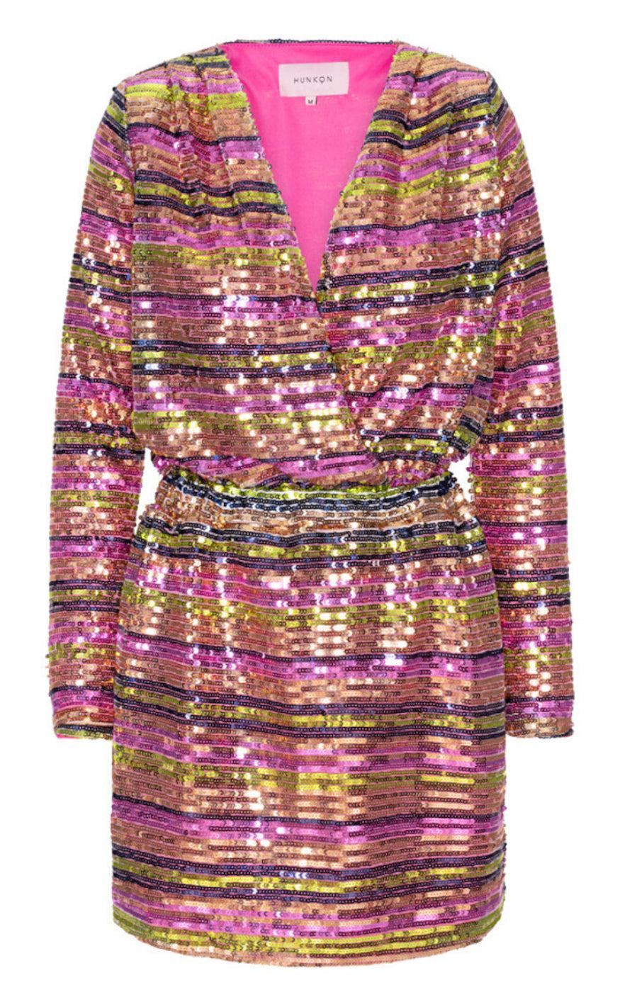 Hunkøn Kjole Anette Rainbow Sequins