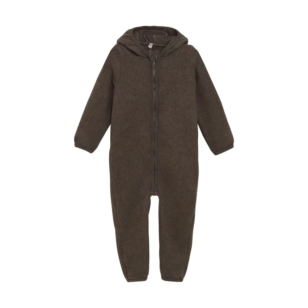Køredragt ører Uld Fleece Brown Melange 86