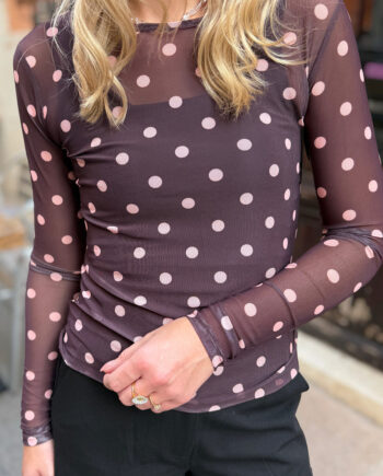 Liberté Bluse Mesh Plum Rose Big Dot