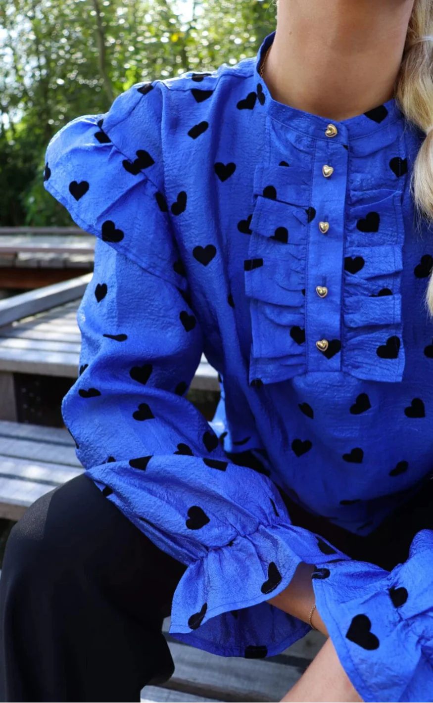 Liberte Bluse Tia Frill Cobolt Blue Black Heart