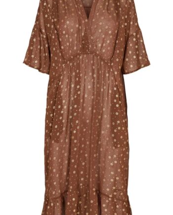 Liberte Kjole Karoline Brown Gold Flower