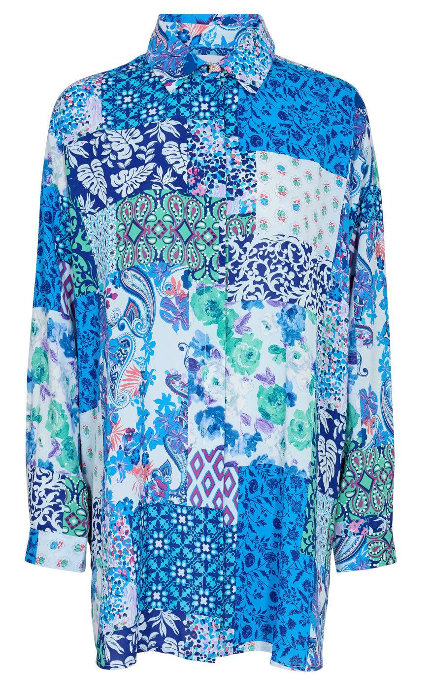 Liberte Skjorte Neda Blue Patchwork