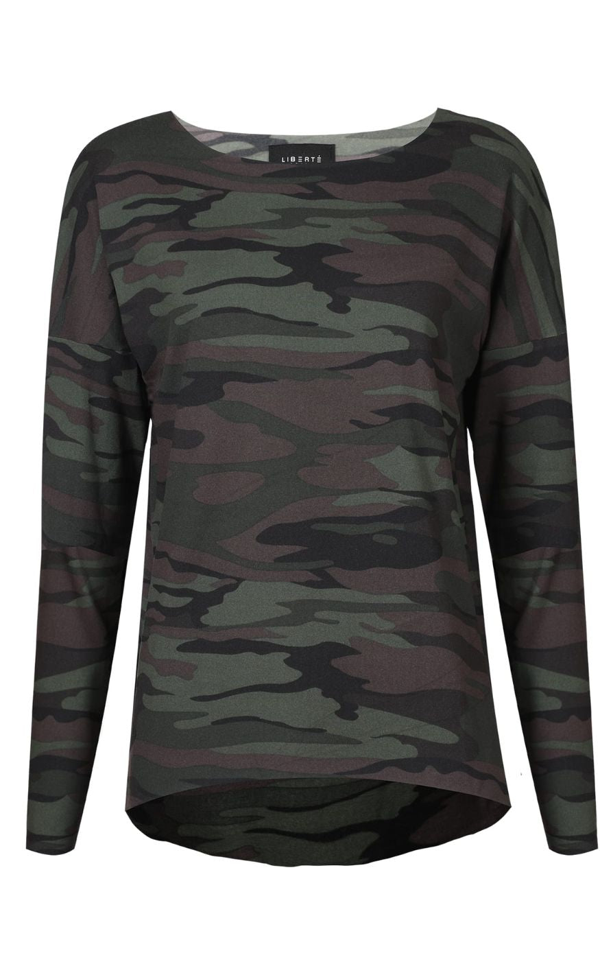 Liberte Top Alma Fleece Dusty Camo Dark Brown