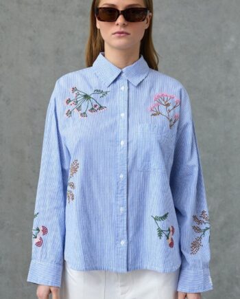 Love   Divine Skjorte Love1555 Blue Stripe Flower