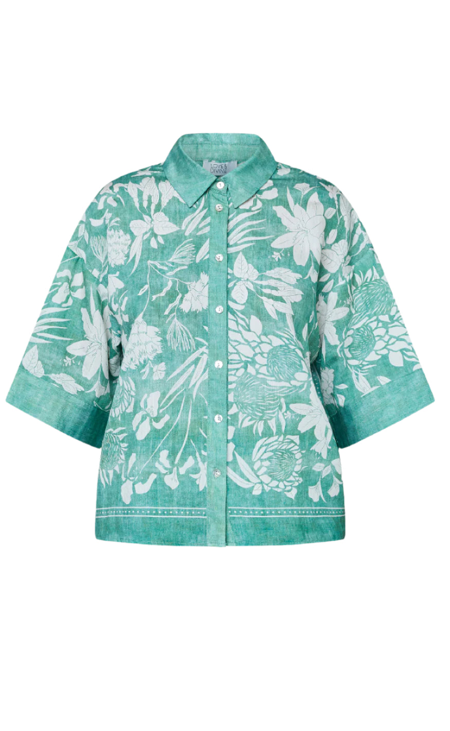Love Divine Skjorte Love1338 Green Flower