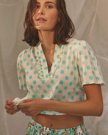 Love   Divine Top Love912 Cream Aqua Dot