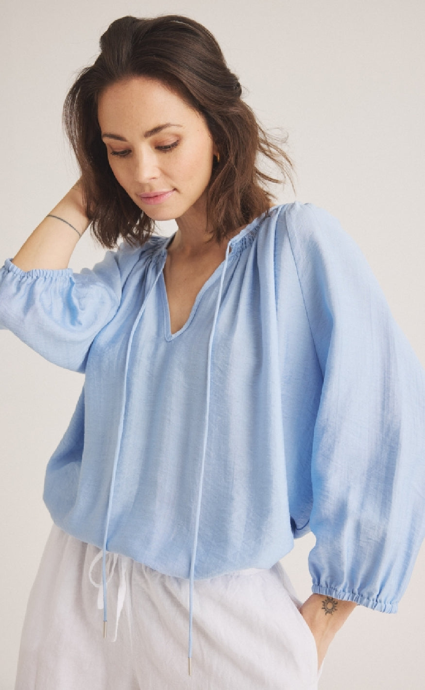 Luxzuz Bluse Cici Chambray Blue