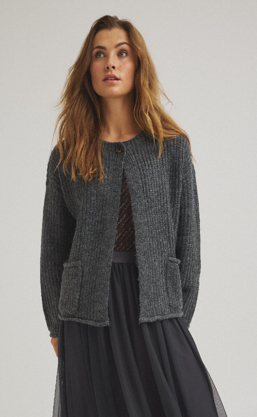 Luxzuz Cardigan Jeantos Asphalt
