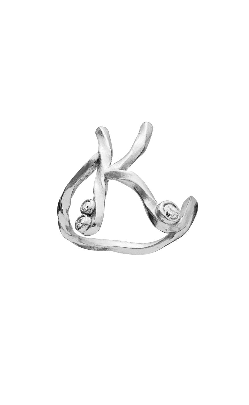 Maanesten Ring Alphabet Silver Colour