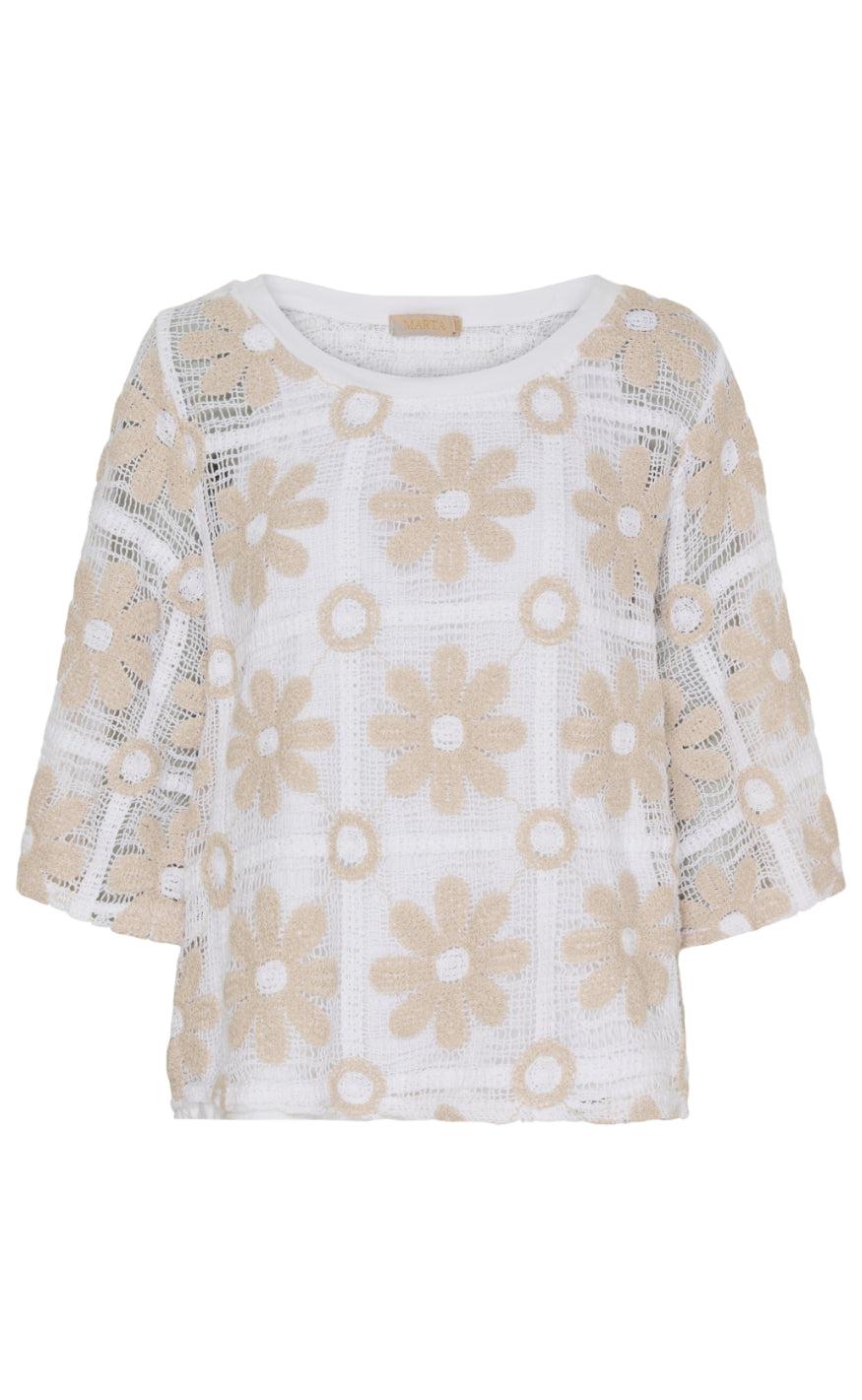 Marta Du Chateau Bluse 2606 Rose White Beige