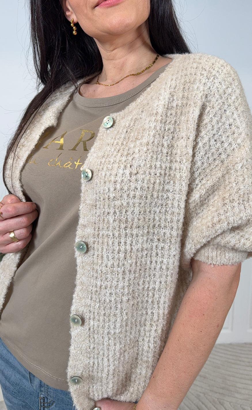 Marta Du Chateau Cardigan Amour Beige
