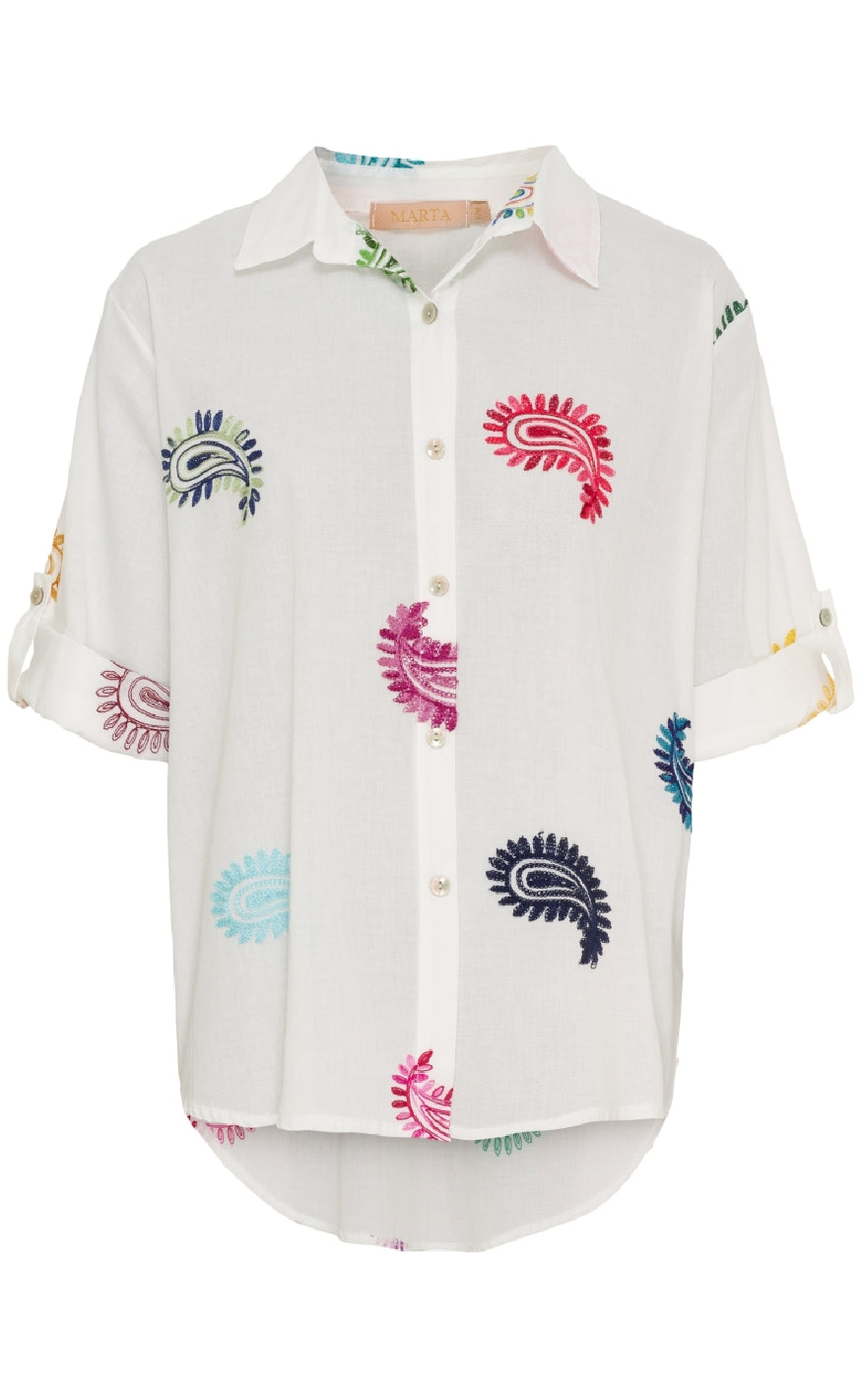Marta Du Chateau Skjorte Ester White Multi Cashmere