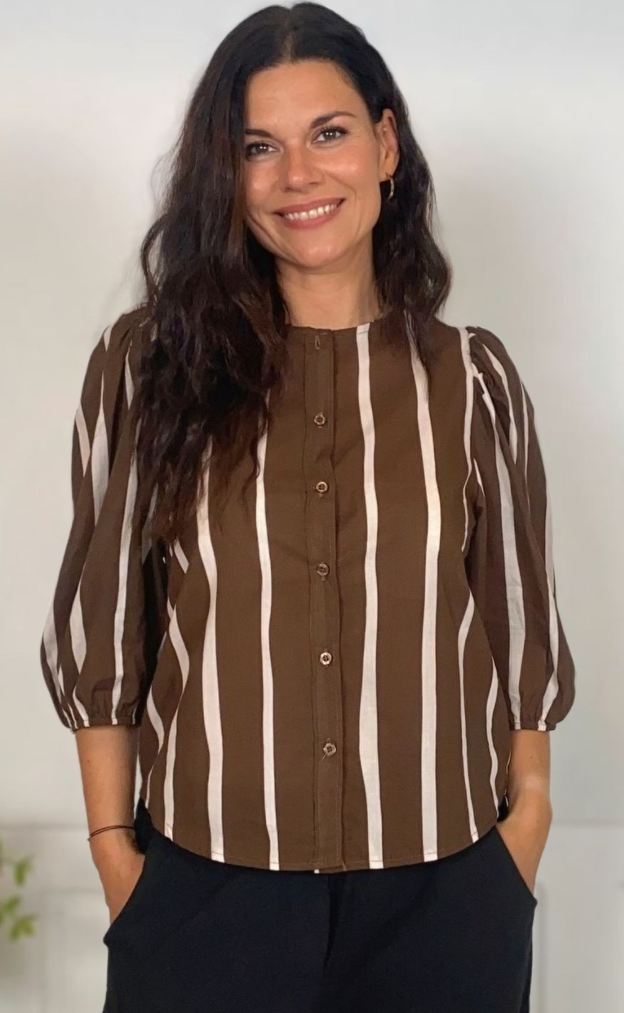 Marta Du Chateau Skjorte Evelina Brown Stripe