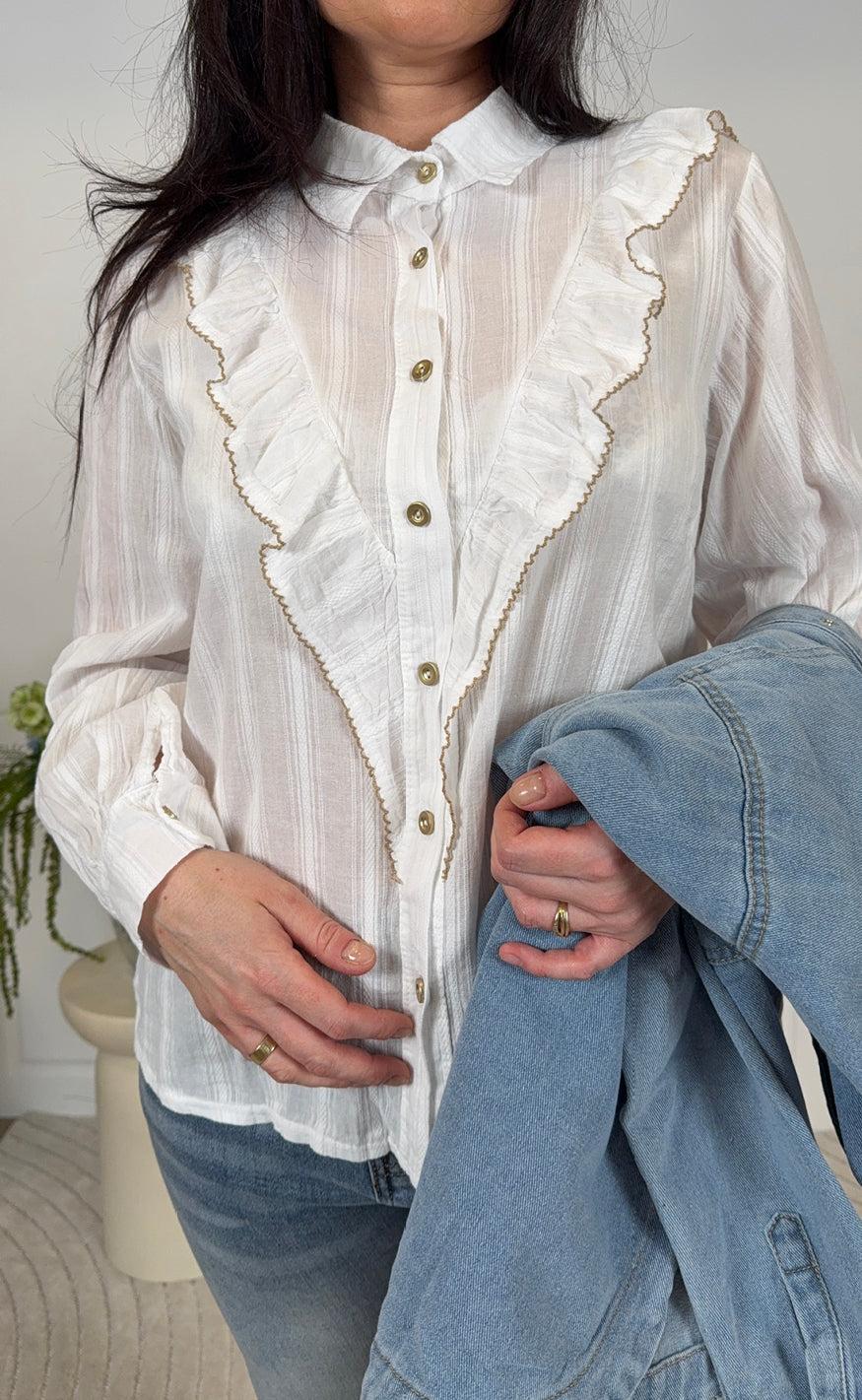 Marta Du Chateau Skjorte Laurette White Beige