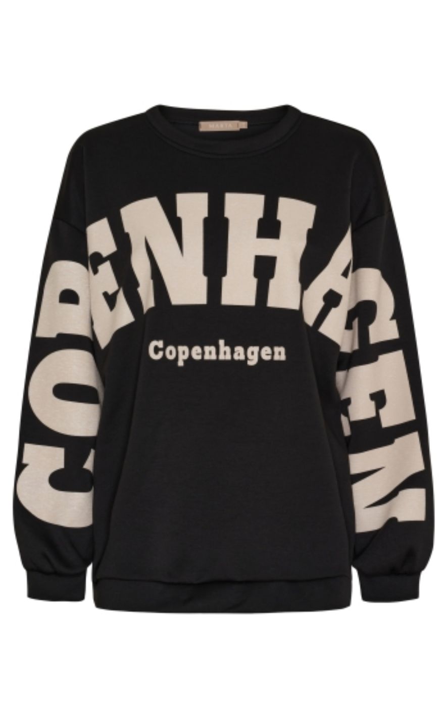 Marta Du Chateau Sweatshirt Hibiscus Black White