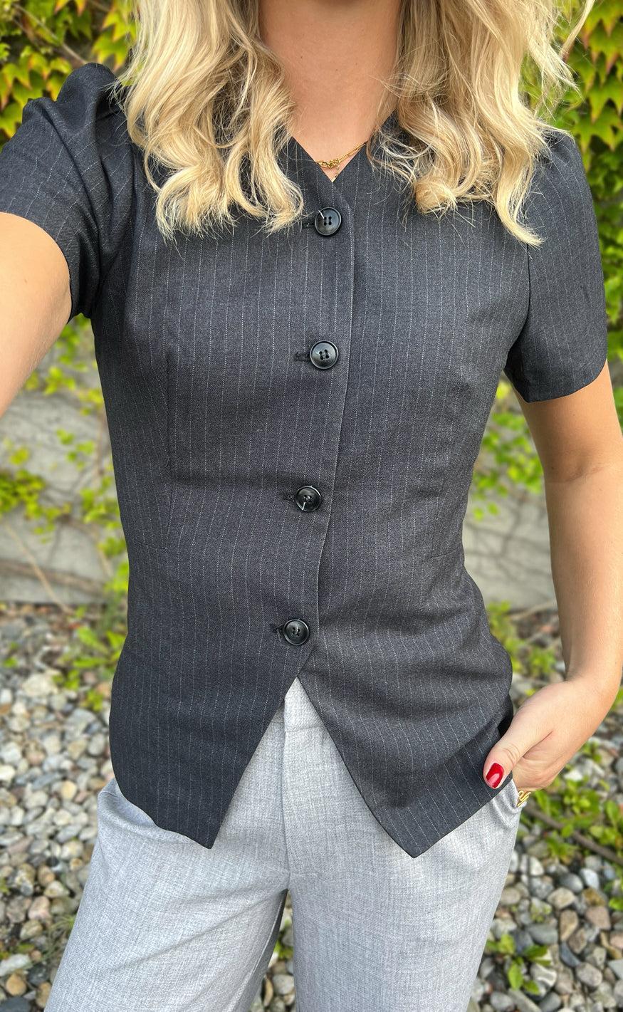 Neo Noir Bluse Jules Pinstripe Antracit